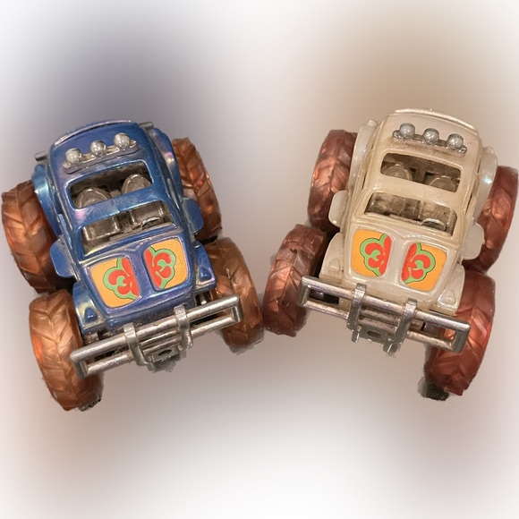 Vintage VW Beetle Monster Trucks Pair 1980s PullBack and Go - Picture 2 of 3